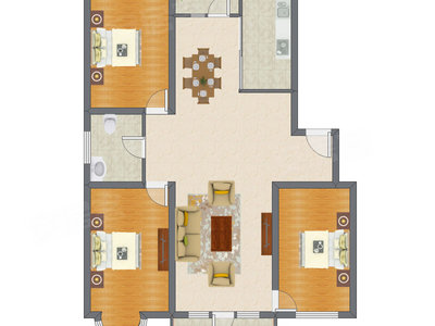 3室2厅 142.47平米户型图