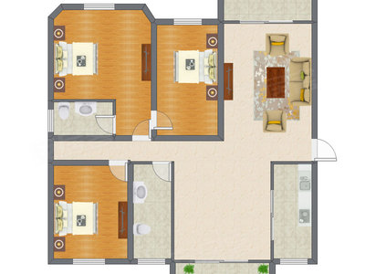 3室1厅 114.83平米