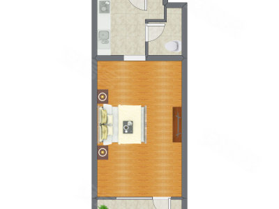 1室0厅 55.32平米户型图