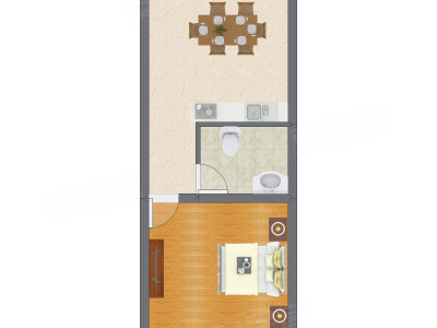 1室1厅 32.50平米户型图