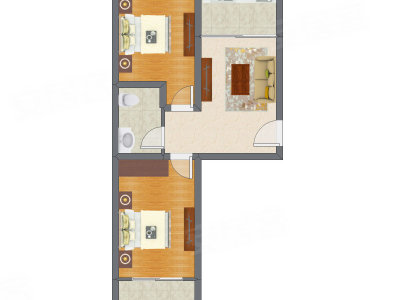 2室1厅 68.40平米户型图