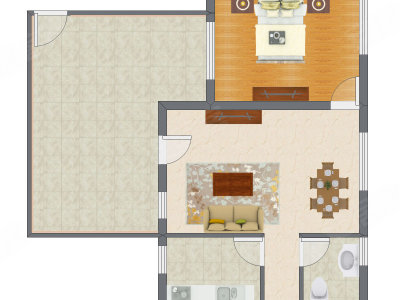 1室2厅 55.20平米户型图
