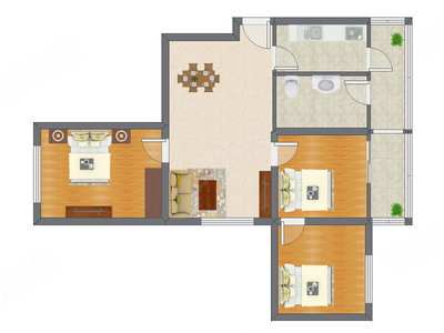 3室2厅 90.51平米