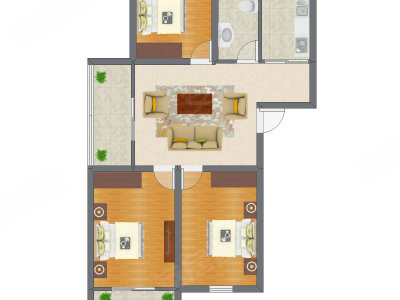 3室1厅 132.00平米户型图