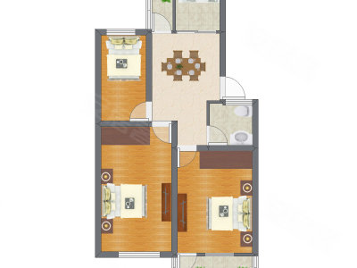 3室1厅 55.89平米