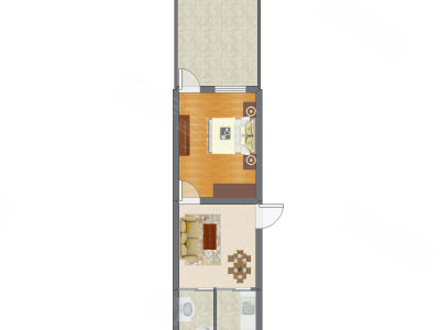 1室1厅 39.95平米户型图