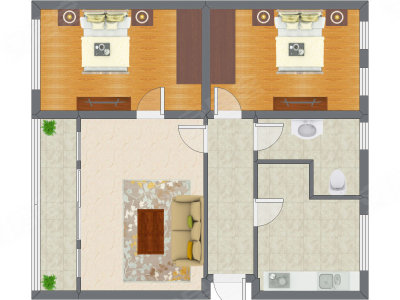2室1厅 123.44平米户型图