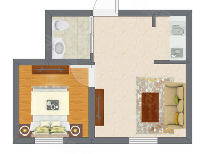 1室1厅 35.00平米户型图