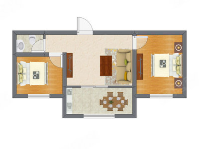 2室1厅 56.10平米户型图