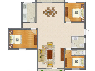 3室2厅 124.00平米
