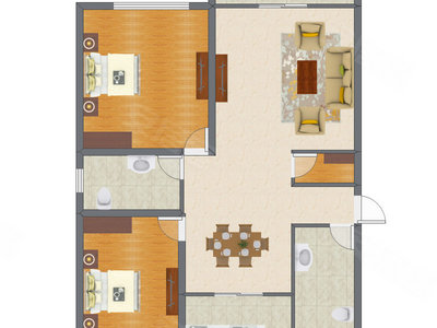 2室2厅 97.08平米户型图