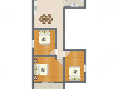 3室1厅 75.00平米