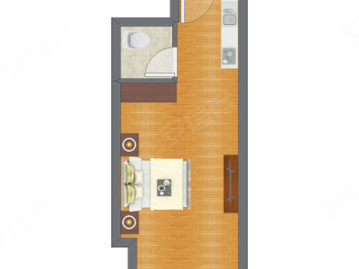 1室0厅 33.16平米户型图