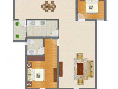2室2厅 83.64平米