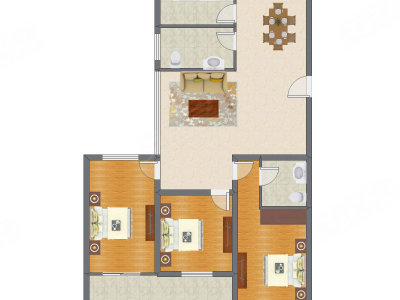 3室2厅 163.25平米户型图
