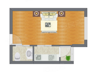 1室0厅 39.30平米户型图