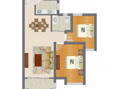 2室2厅 96.69平米户型图