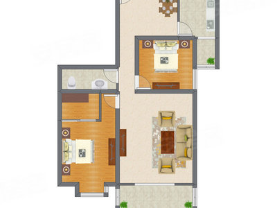 2室2厅 121.02平米户型图