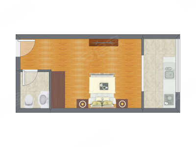 1室1厅 30.73平米户型图