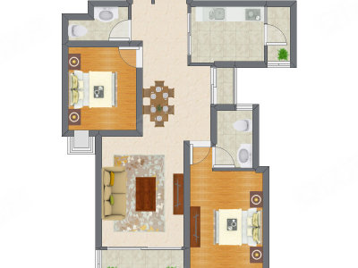 2室2厅 116.40平米户型图