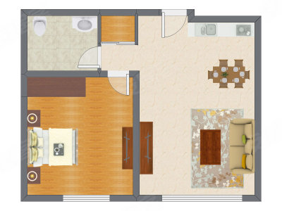 1室1厅 83.46平米户型图