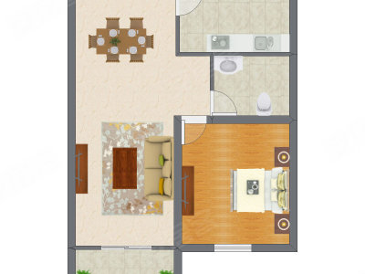 1室2厅 78.96平米户型图