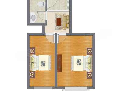 2室1厅 71.90平米户型图