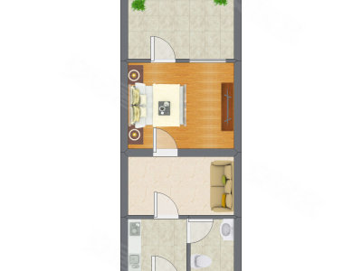 1室1厅 30.83平米户型图