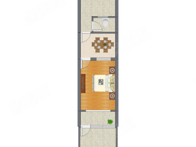 1室1厅 38.00平米