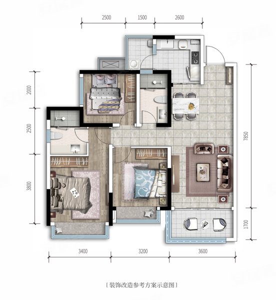 领地悦府(新房)3室2厅2卫106㎡南141万