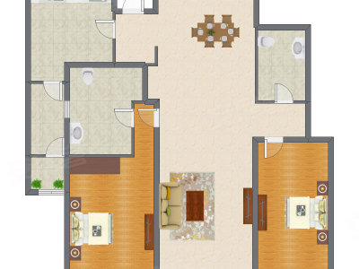 2室2厅 140.00平米户型图