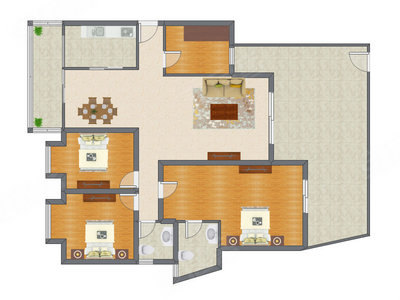 3室2厅 170.00平米户型图