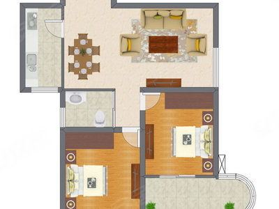 2室2厅 84.50平米户型图