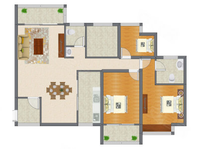 3室2厅 104.16平米