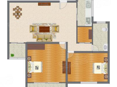 2室2厅 113.43平米户型图