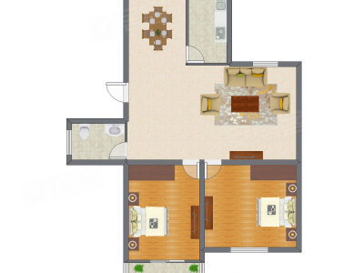 2室1厅 92.78平米