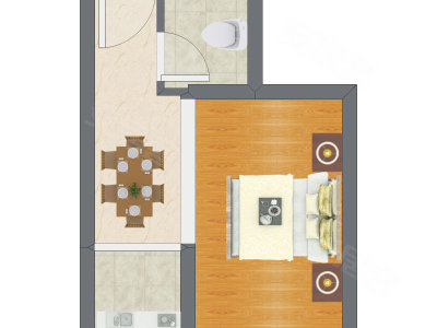 1室1厅 28.63平米户型图
