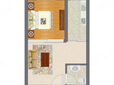 1室1厅 47.32平米户型图