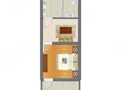 1室1厅 33.33平米户型图