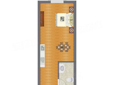 1室1厅 29.46平米户型图
