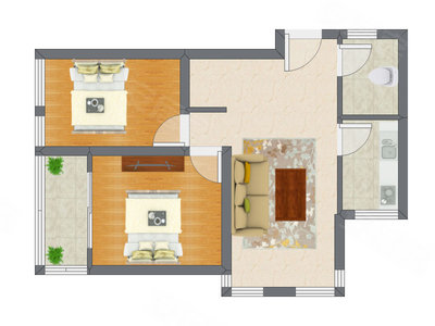 2室1厅 99.35平米户型图