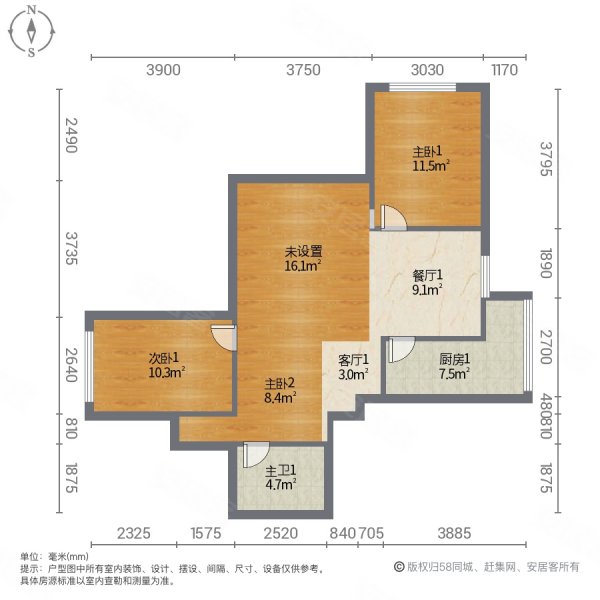 古城北,古城北新改造小区,免费停车,112平套三户型,65万,兴华苑小区