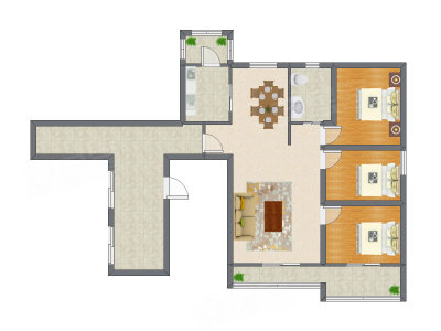 3室2厅 99.32平米