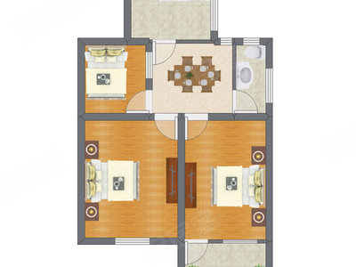 2室1厅 67.00平米户型图
