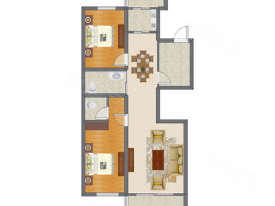 2室2厅 101.76平米户型图