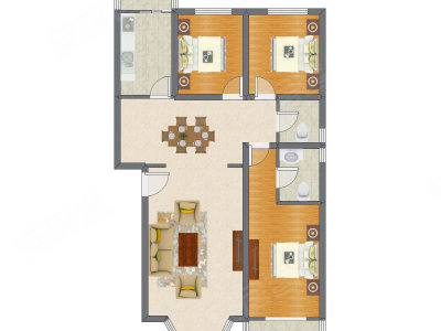 3室2厅 120.32平米户型图