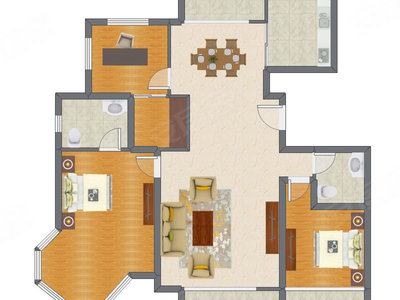 3室2厅 102.99平米