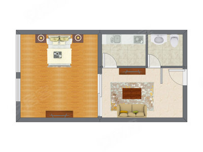 1室1厅 71.87平米户型图
