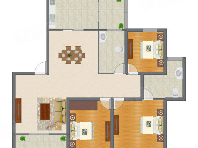 3室2厅 116.25平米户型图