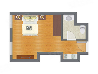 1室0厅 22.45平米户型图